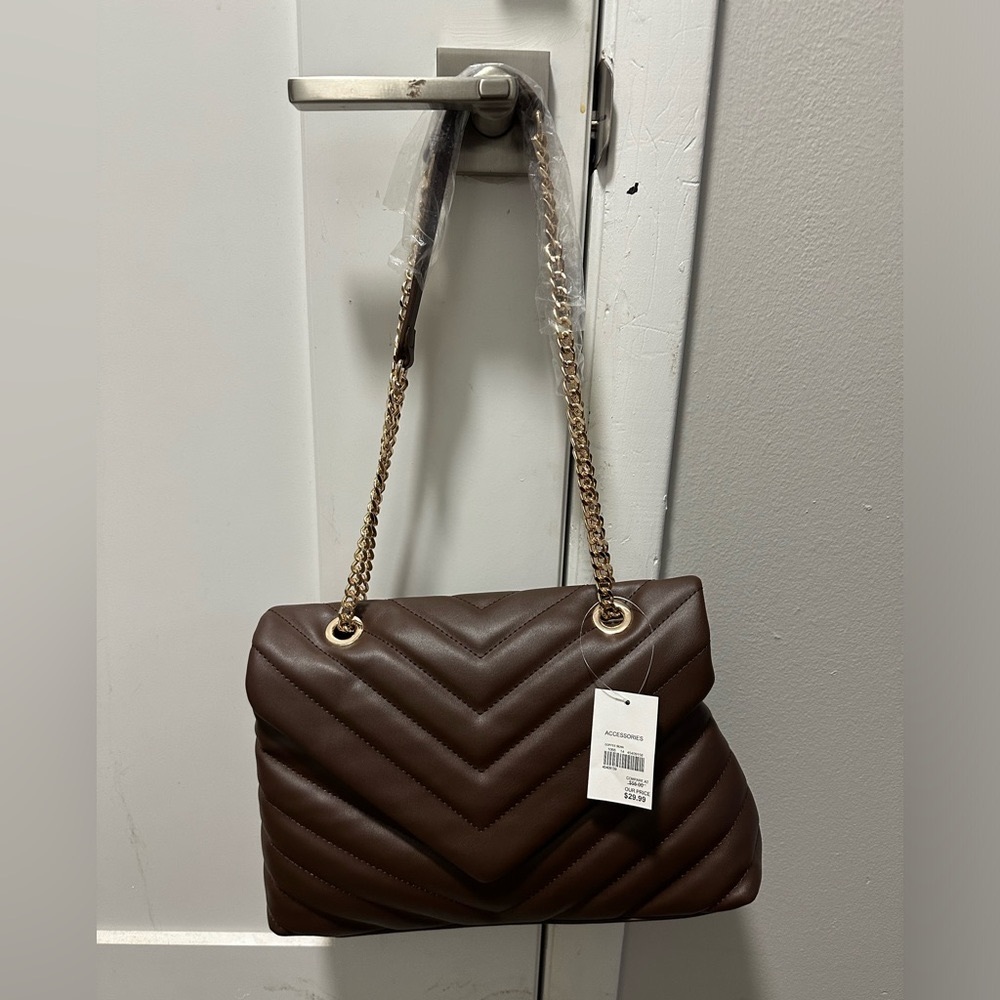 Elegant Brown Quilted Shoulder Bag